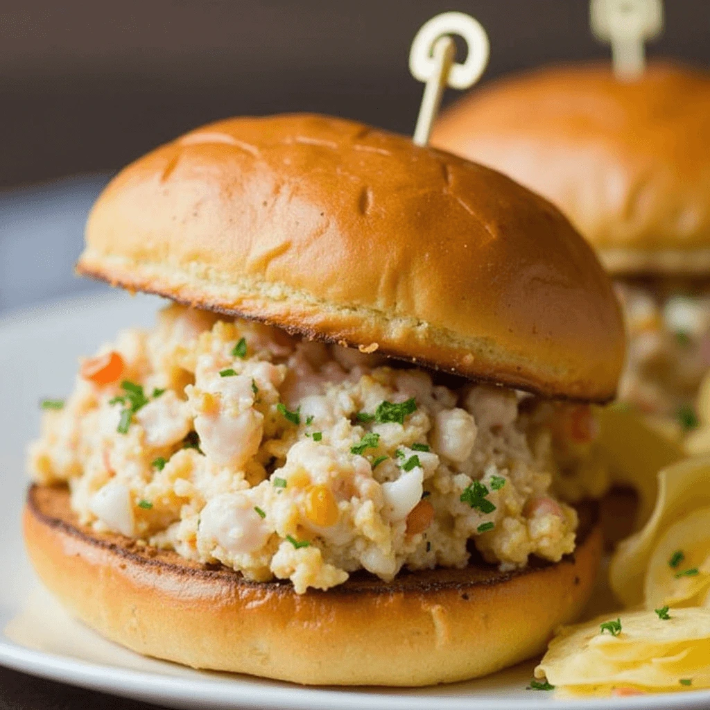 Crab Cake Sandwich with Remoulade Sauce and Fresh Slaw