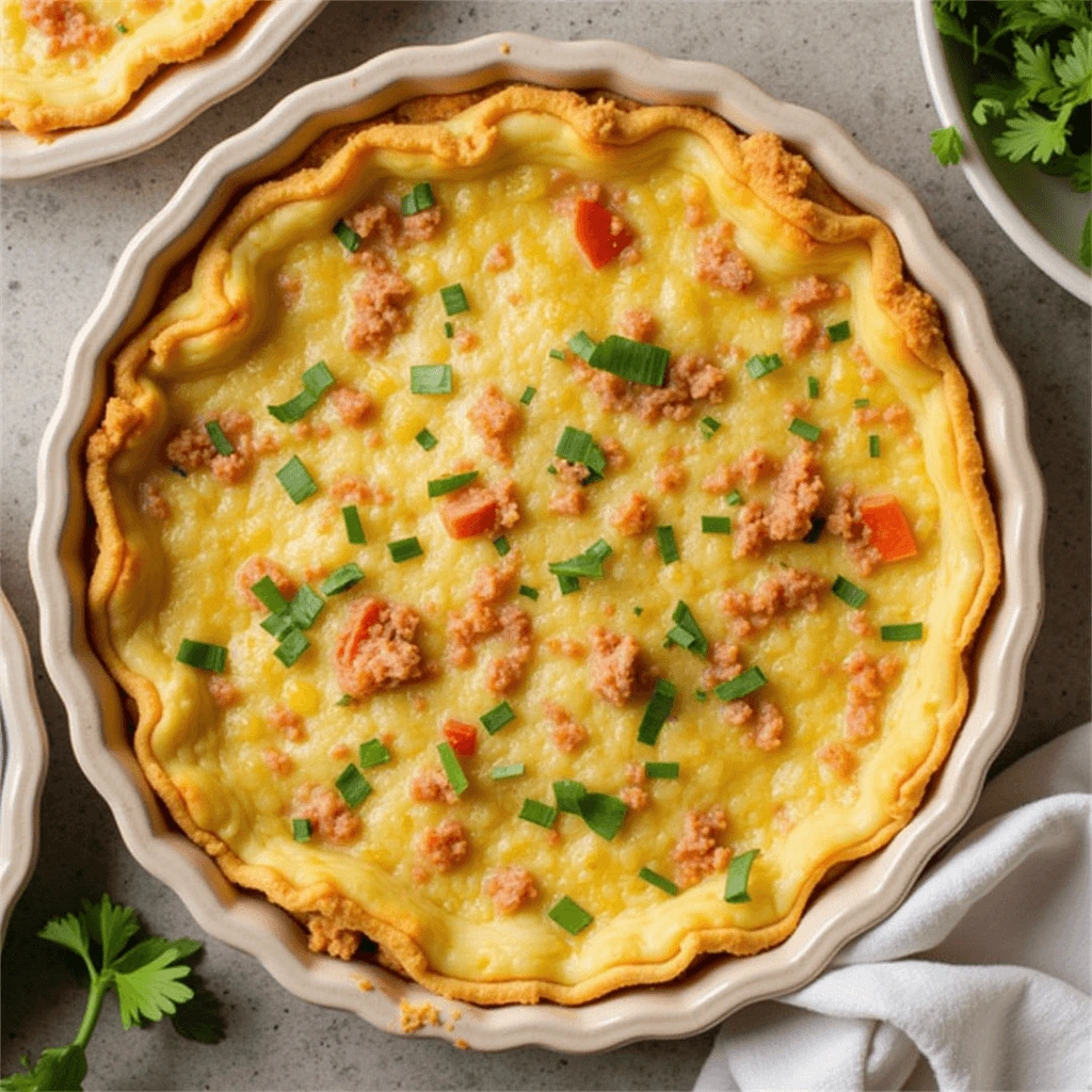 Golden Crab Quiche with Flaky Crust and Creamy Filling