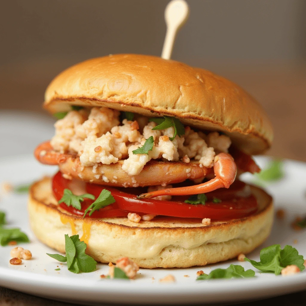 Golden Crispy Soft Crab Sandwich with Fresh Toppings