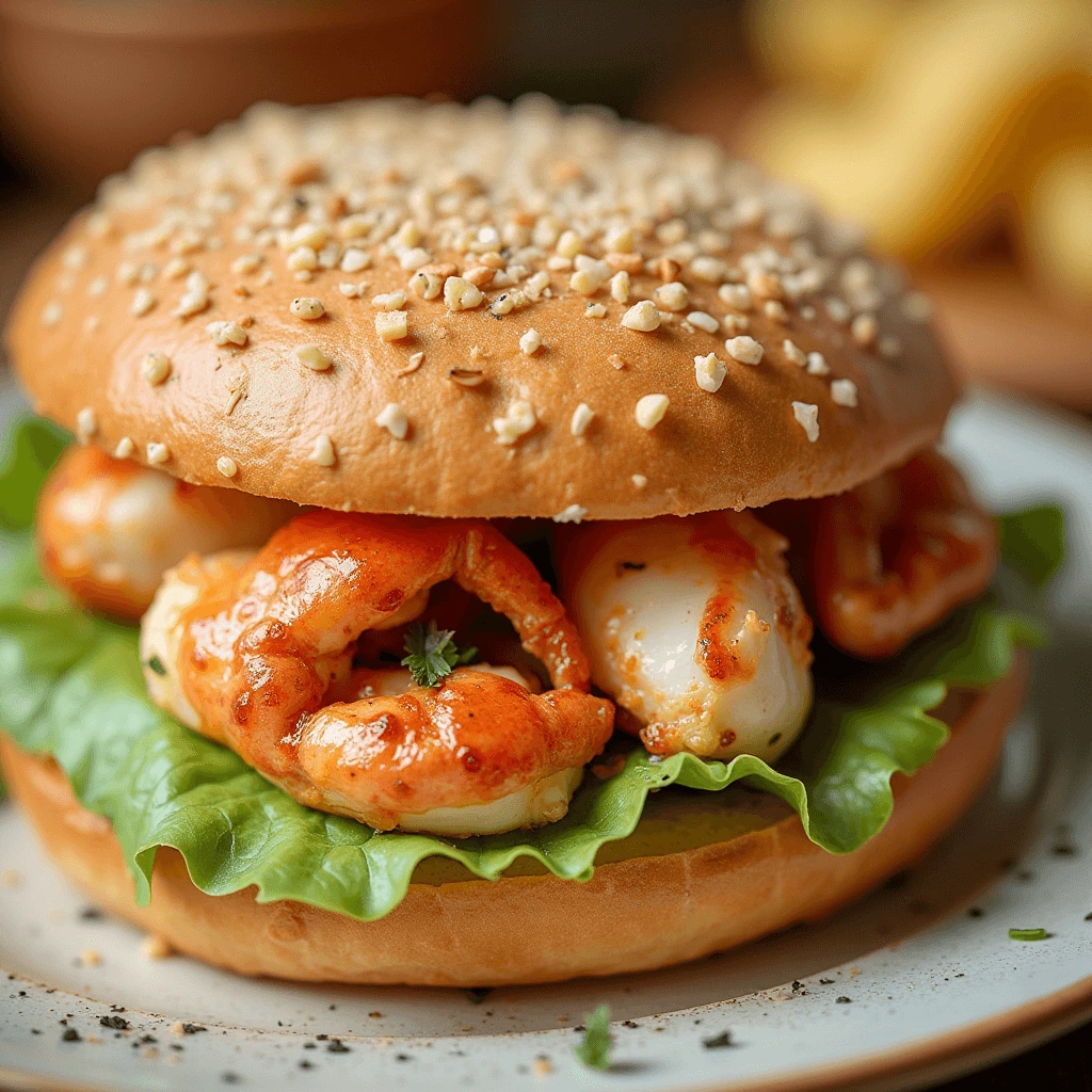 Golden Crispy Soft Crab Sandwich with Fresh Toppings