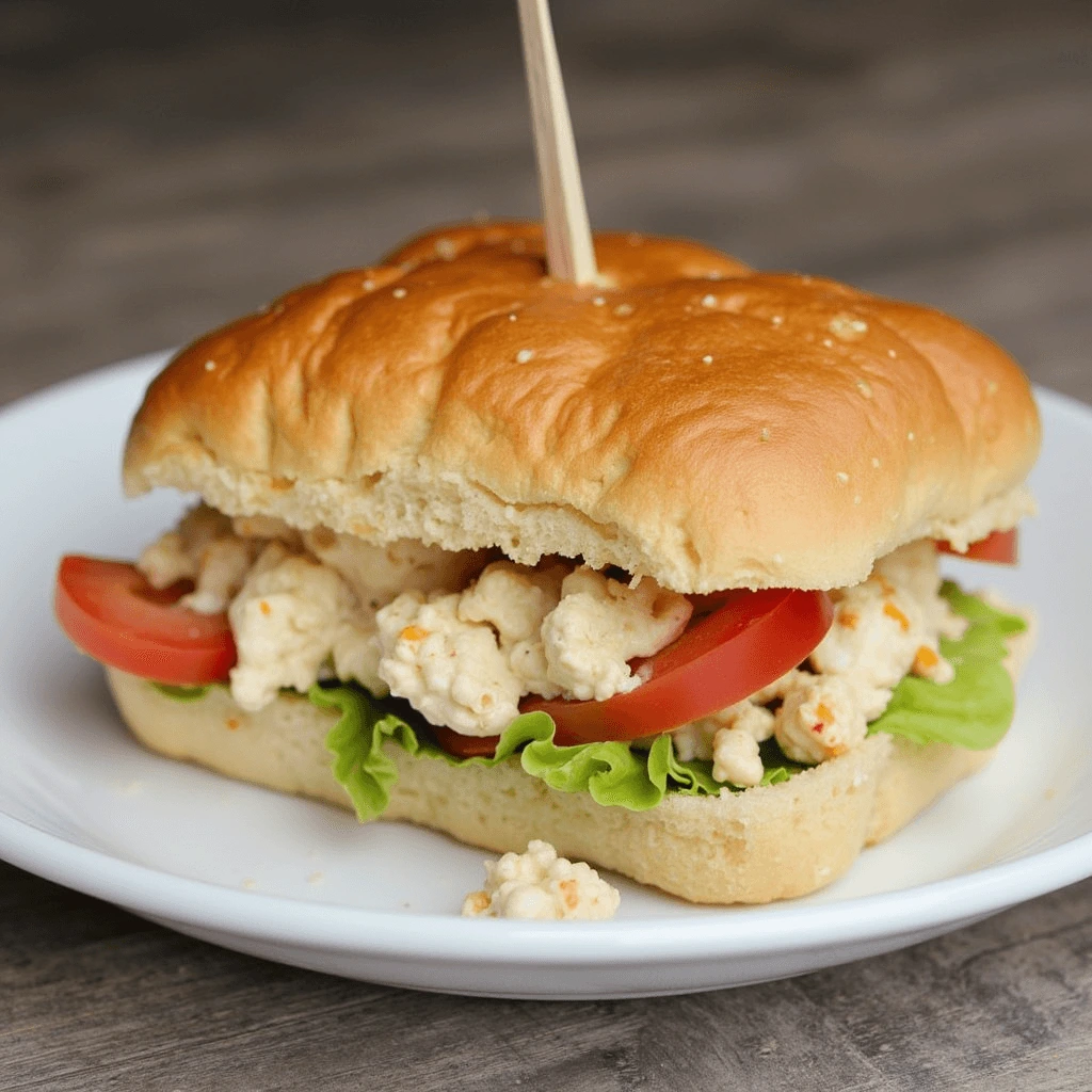 Delicious Homemade Crab Salad Sandwich on a Fresh Bun